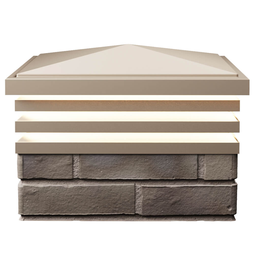 Колпак Zking Бона ХайТек Бежевый на столб 1.5х1.5 кирпича (385х385мм) с подсветкой в Вологде фото