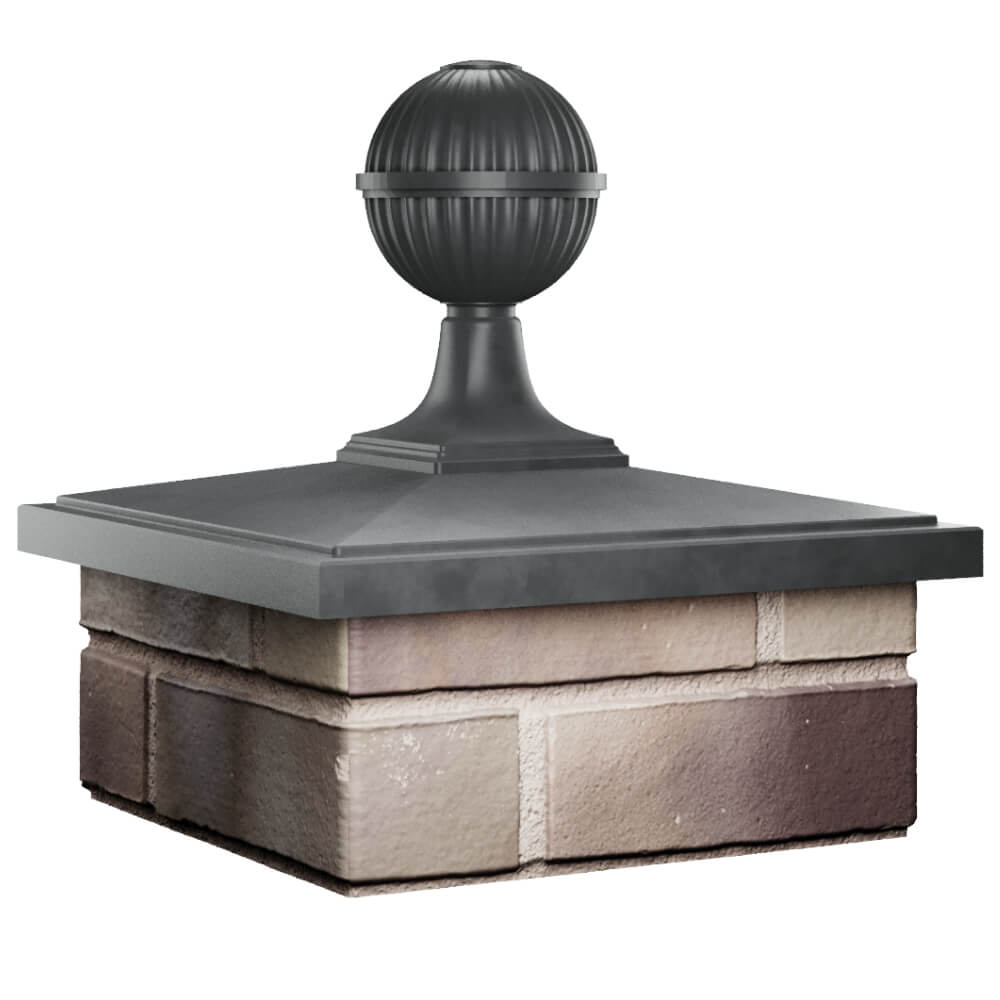 Колпак Zking БонаМоно Серый с шаром на столб 1.5х1.5 кирпича (385х385, 400х400мм) в сборе в Вологде фото