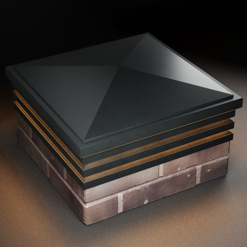 Колпак Zking Бона ХайТек Черный на столб 2х2 кирпича (513х513мм) с подсветкой в Вологде фото