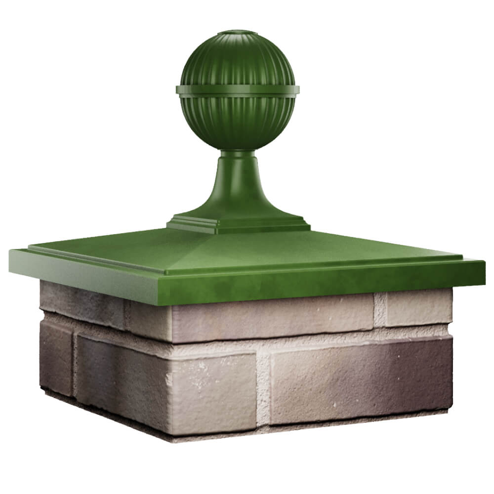 Колпак Zking БонаМоно Зеленый с шаром на столб 1.5х1.5 кирпича (385х385, 400х400мм) в сборе в Вологде фото
