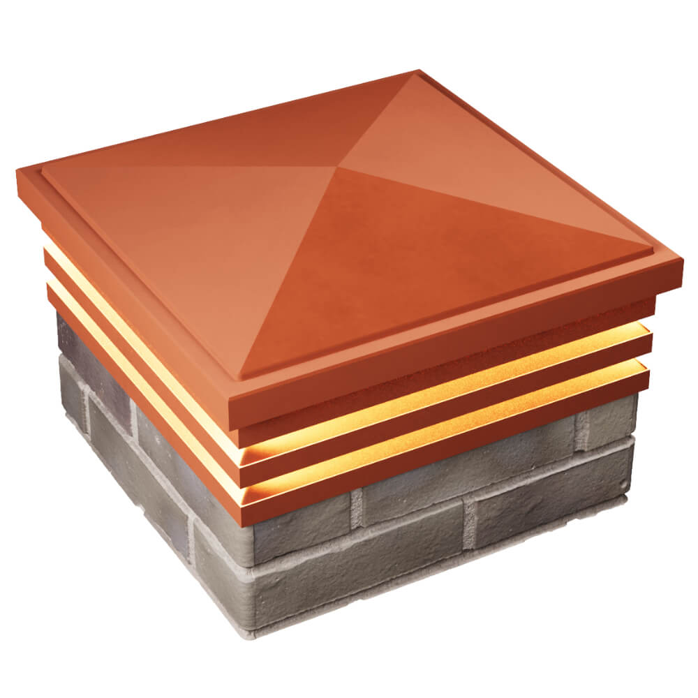 Колпак Zking Бона ХайТек Красный на столб 1.5х1.5 кирпича (385х385мм) с подсветкой в Вологде фото