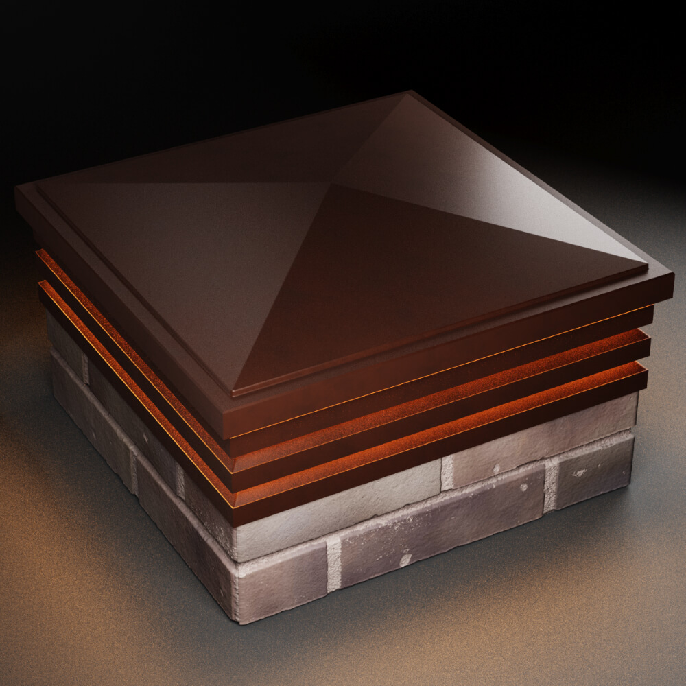 Колпак Zking Бона ХайТек Коричневый на столб 2х2 кирпича (513х513мм) с подсветкой в Вологде фото