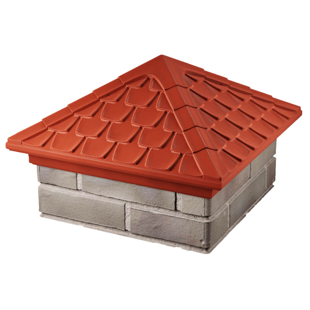 Колпак Zking Эльбрус Красный на столб 1.5х1.5 кирпича (385х385мм) в Вологде фото