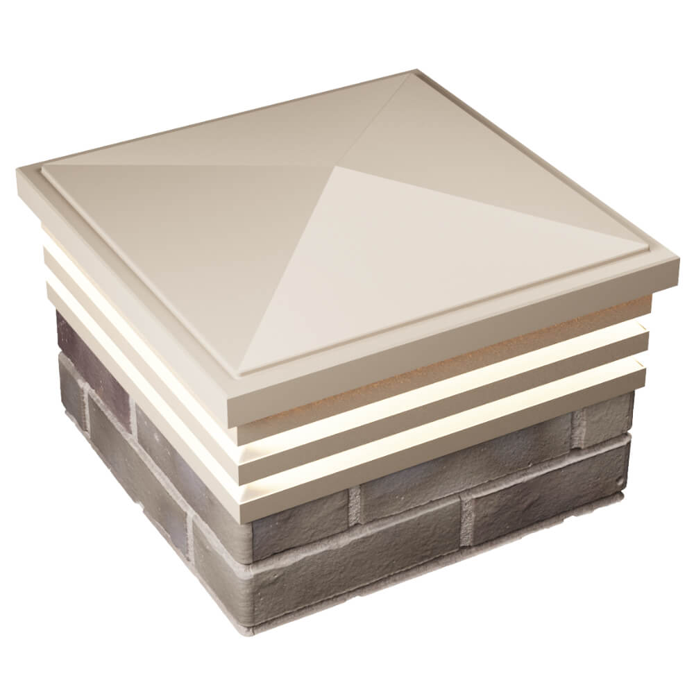 Колпак Zking Бона ХайТек Бежевый на столб 1.5х1.5 кирпича (385х385мм) с подсветкой в Вологде фото