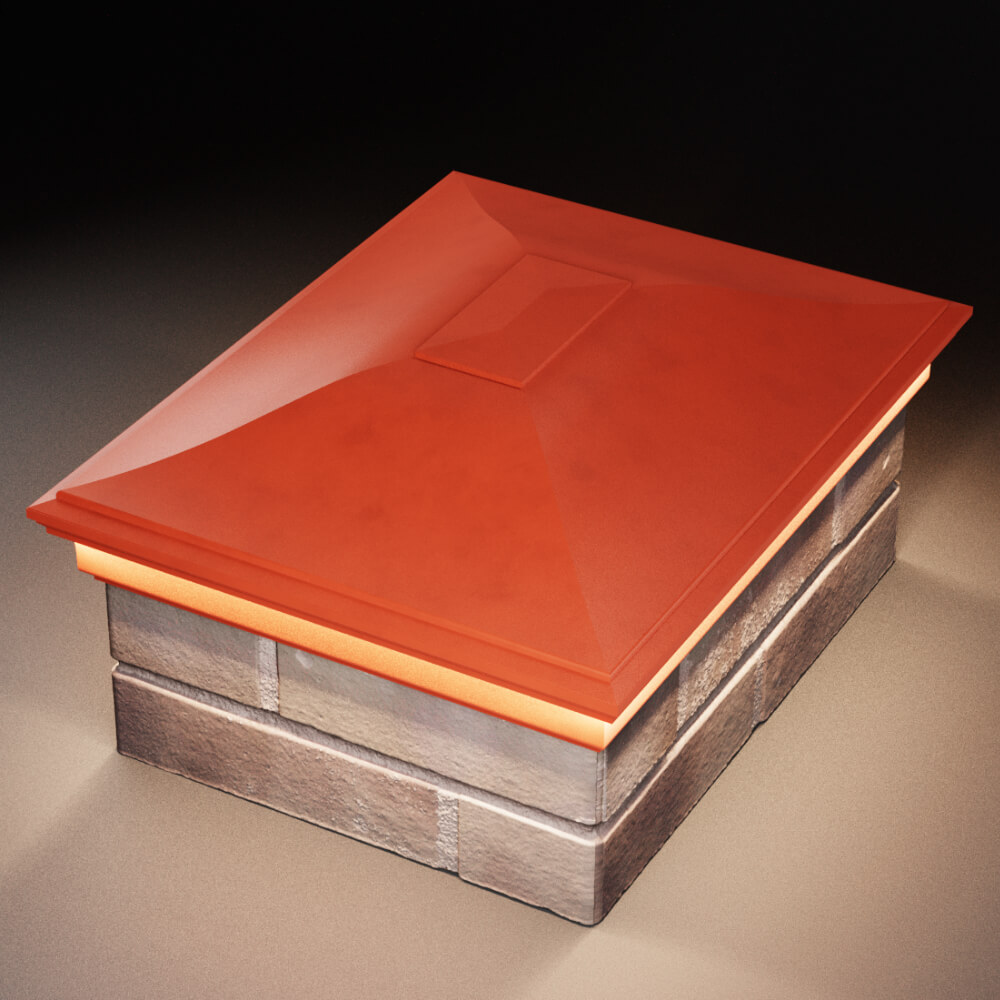 Колпак Zking Монблан Красный на столб 2х1.5 кирпича (515х385мм) c подсветкой в Вологде фото