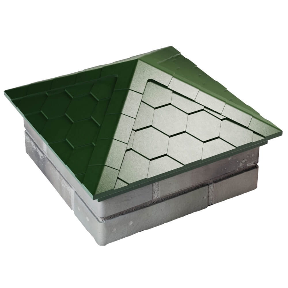 Колпак Zking Эверест Зеленый на столб 1.5х1.5 кирпича (390х390мм) в Вологде фото