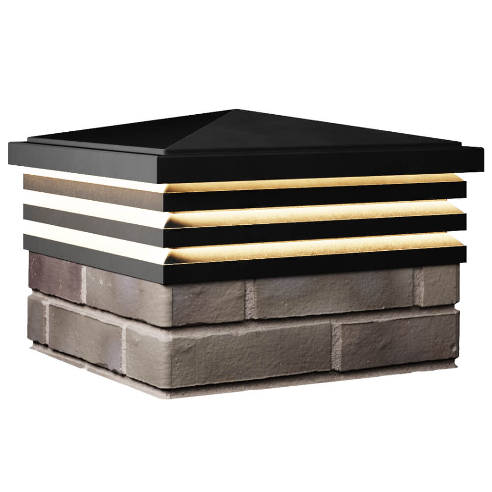 Колпак Zking Бона ХайТек Черный на столб 1.5х1.5 кирпича (385х385мм) с подсветкой в Вологде фото