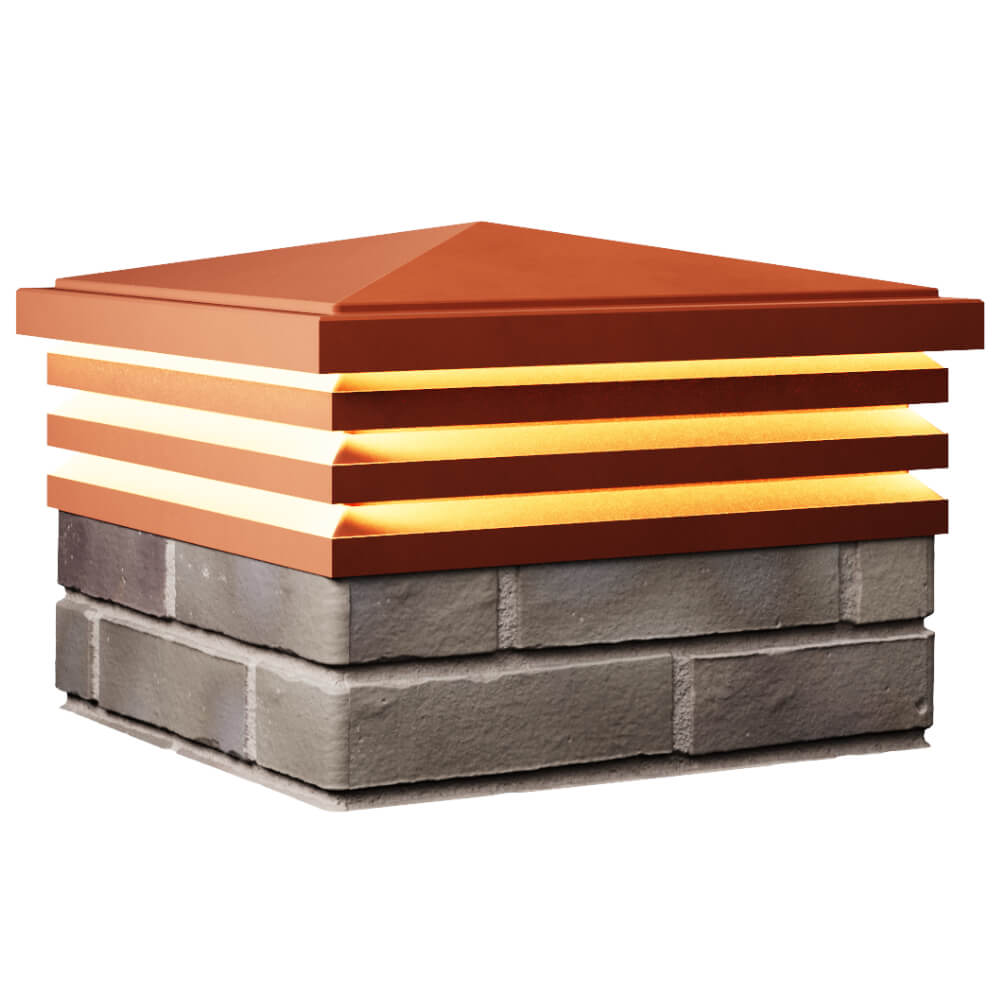 Колпак Zking Бона ХайТек Красный на столб 1.5х1.5 кирпича (385х385мм) с подсветкой в Вологде фото