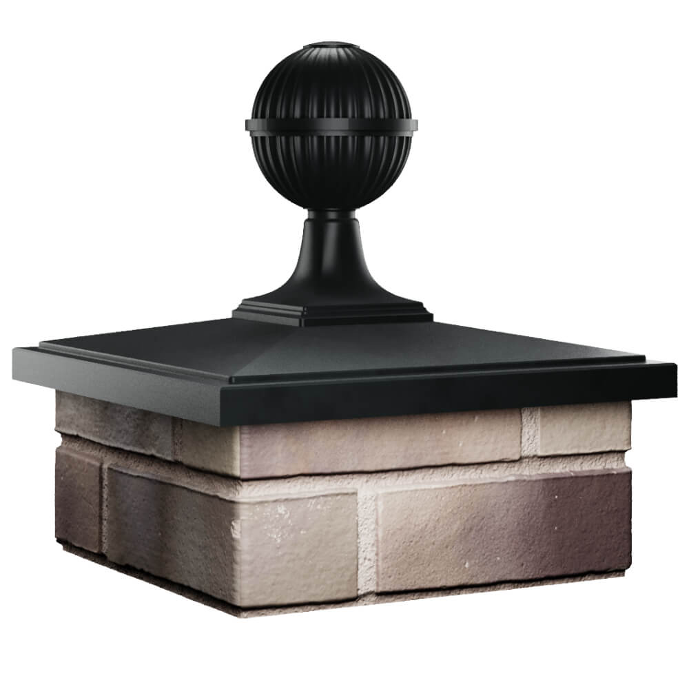 Колпак Zking БонаМоно Черный с шаром на столб 1.5х1.5 кирпича (385х385, 400х400мм) в сборе в Вологде фото