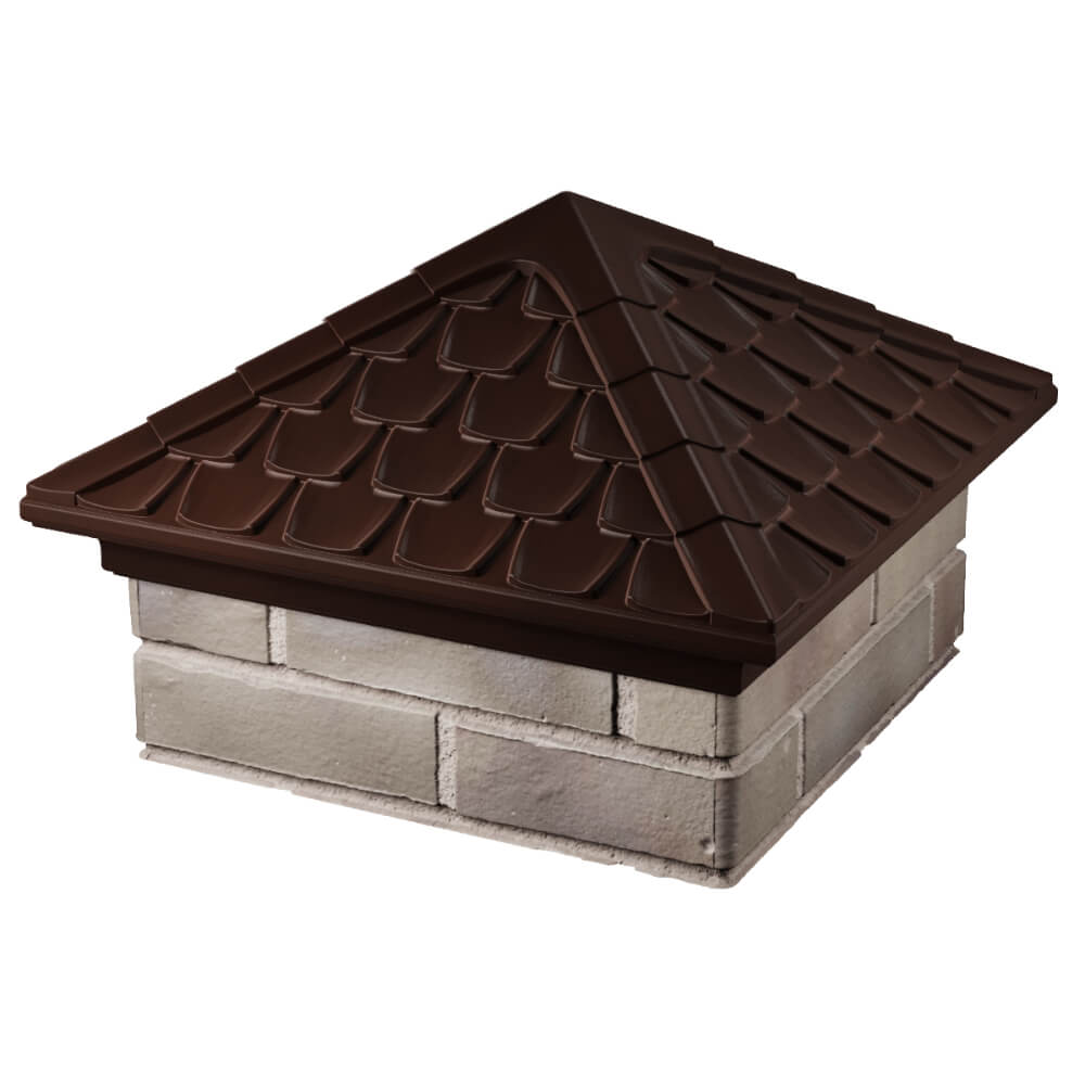 Колпак Zking Эльбрус Коричневый на столб 1.5х1.5 кирпича (385х385мм) в Вологде фото