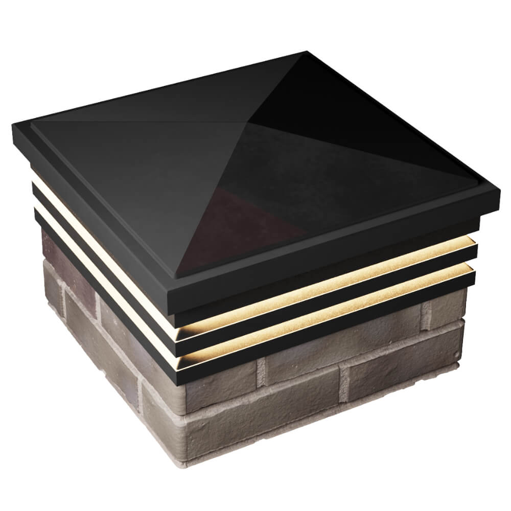 Колпак Zking Бона ХайТек Черный на столб 1.5х1.5 кирпича (385х385мм) с подсветкой в Вологде фото