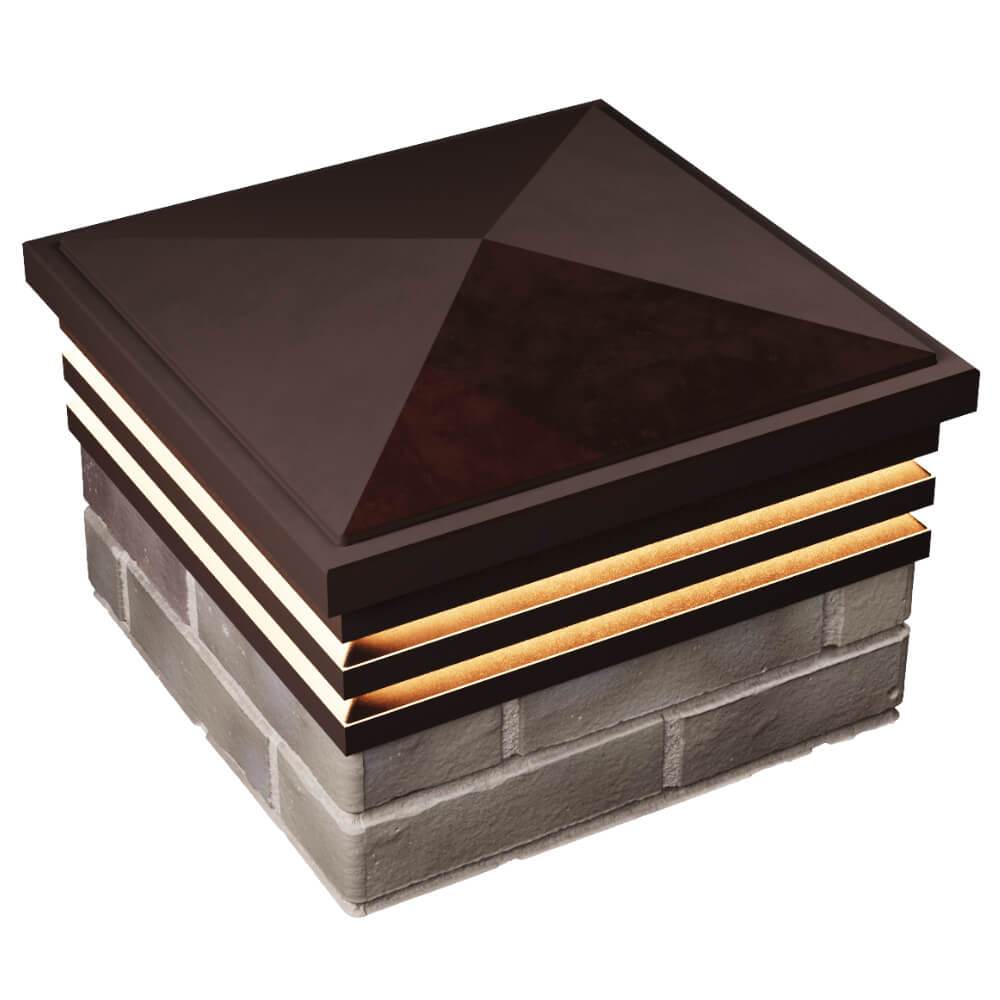 Колпак Zking Бона ХайТек Коричневый на столб 1.5х1.5 кирпича (385х385мм) с подсветкой в Вологде фото