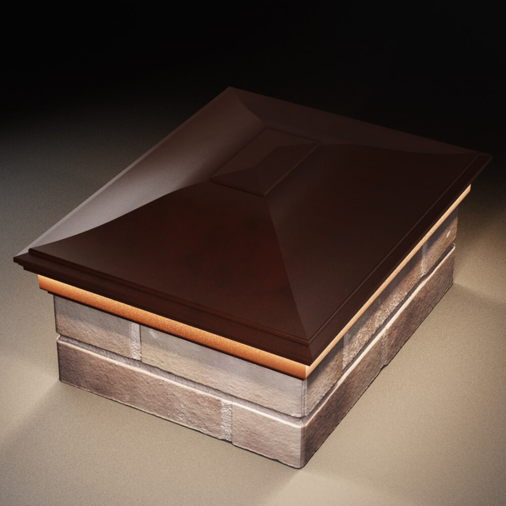 Колпак Zking Монблан Коричневый на столб 2х1.5 кирпича (515х385мм) c подсветкой в Вологде фото