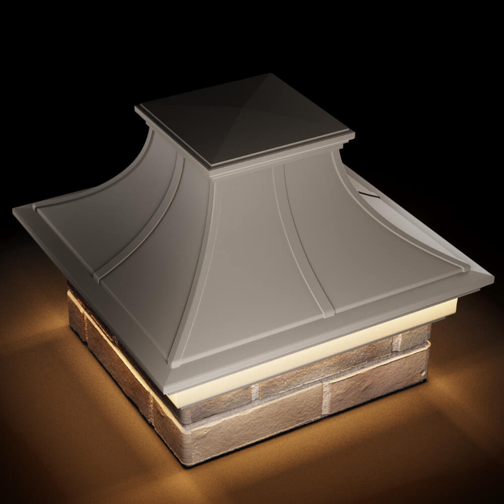 Колпак Zking Монблан Премиум Бежевый на столб 1.5х1.5 кирпича (385х385мм) с подсветкой в Вологде фото