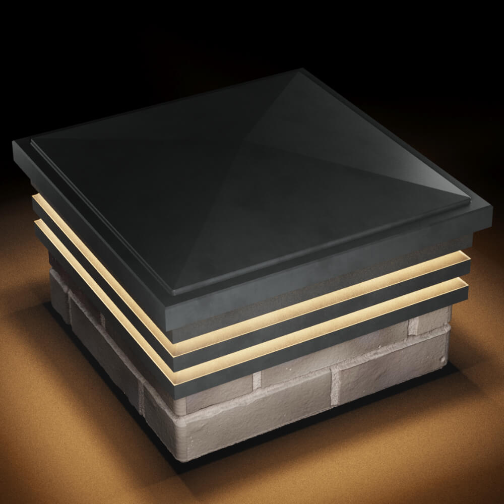 Колпак Zking Бона ХайТек Серый на столб 1.5х1.5 кирпича (385х385мм) с подсветкой в Вологде фото