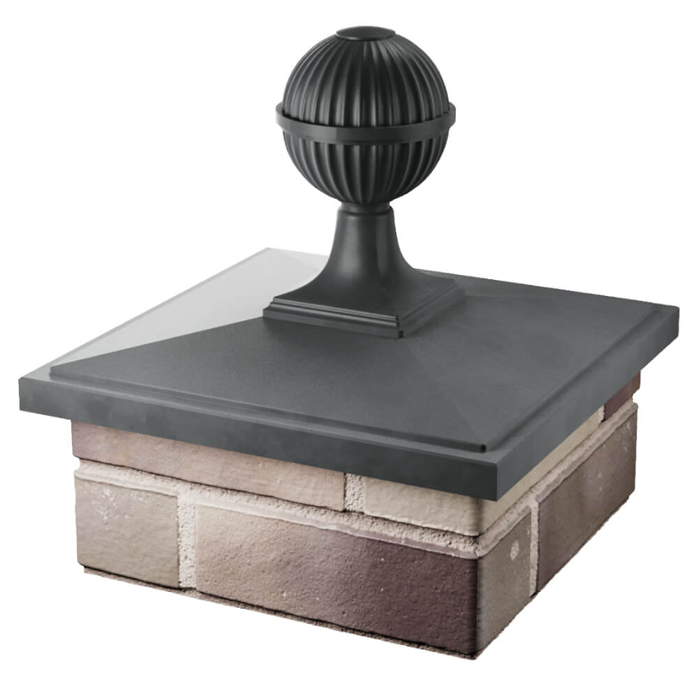 Колпак Zking БонаМоно Серый с шаром на столб 1.5х1.5 кирпича (385х385, 400х400мм) в сборе в Вологде фото