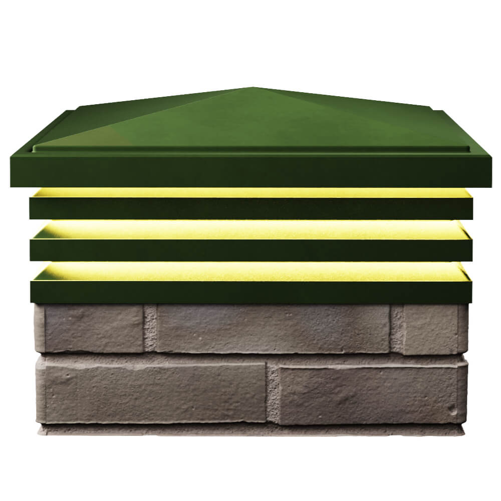 Колпак Zking Бона ХайТек Зеленый на столб 1.5х1.5 кирпича (385х385мм) с подсветкой в Вологде фото