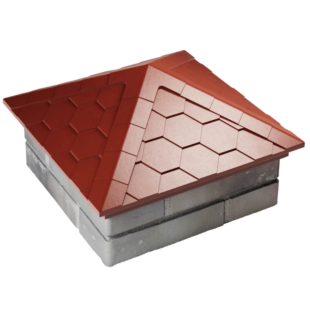 Колпак Zking Эверест Красный на столб 1.5х1.5 кирпича (390х390мм) в Вологде фото