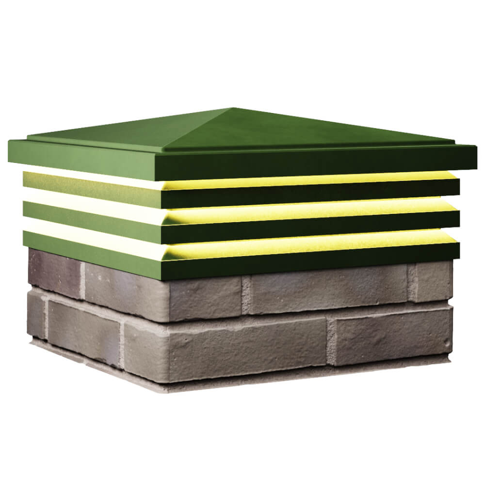 Колпак Zking Бона ХайТек Зеленый на столб 1.5х1.5 кирпича (385х385мм) с подсветкой в Вологде фото