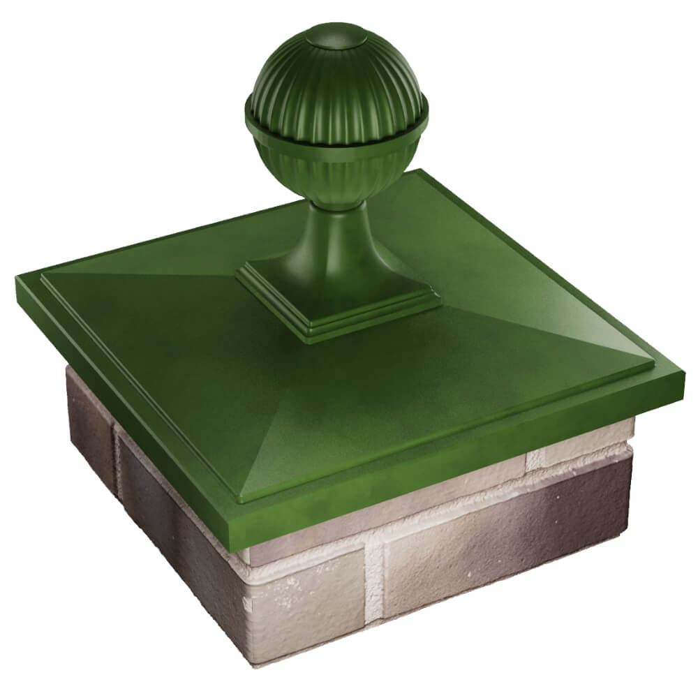 Колпак Zking БонаМоно Зеленый с шаром на столб 1.5х1.5 кирпича (385х385, 400х400мм) в сборе в Вологде фото