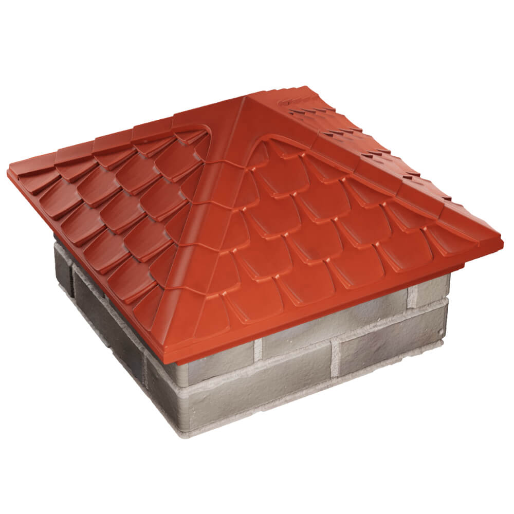 Колпак Zking Эльбрус Красный на столб 1.5х1.5 кирпича (385х385мм) в Вологде фото