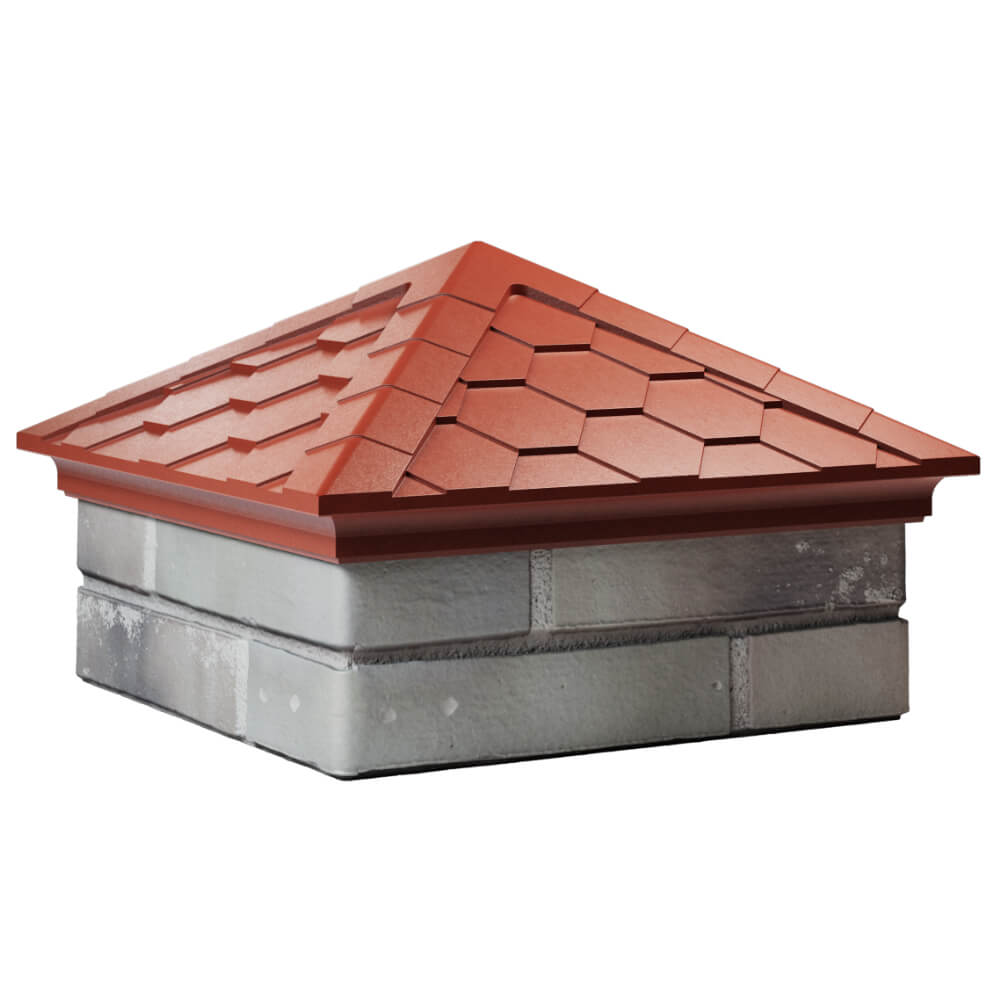 Колпак Zking Эверест Красный на столб 1.5х1.5 кирпича (390х390мм) в Вологде фото