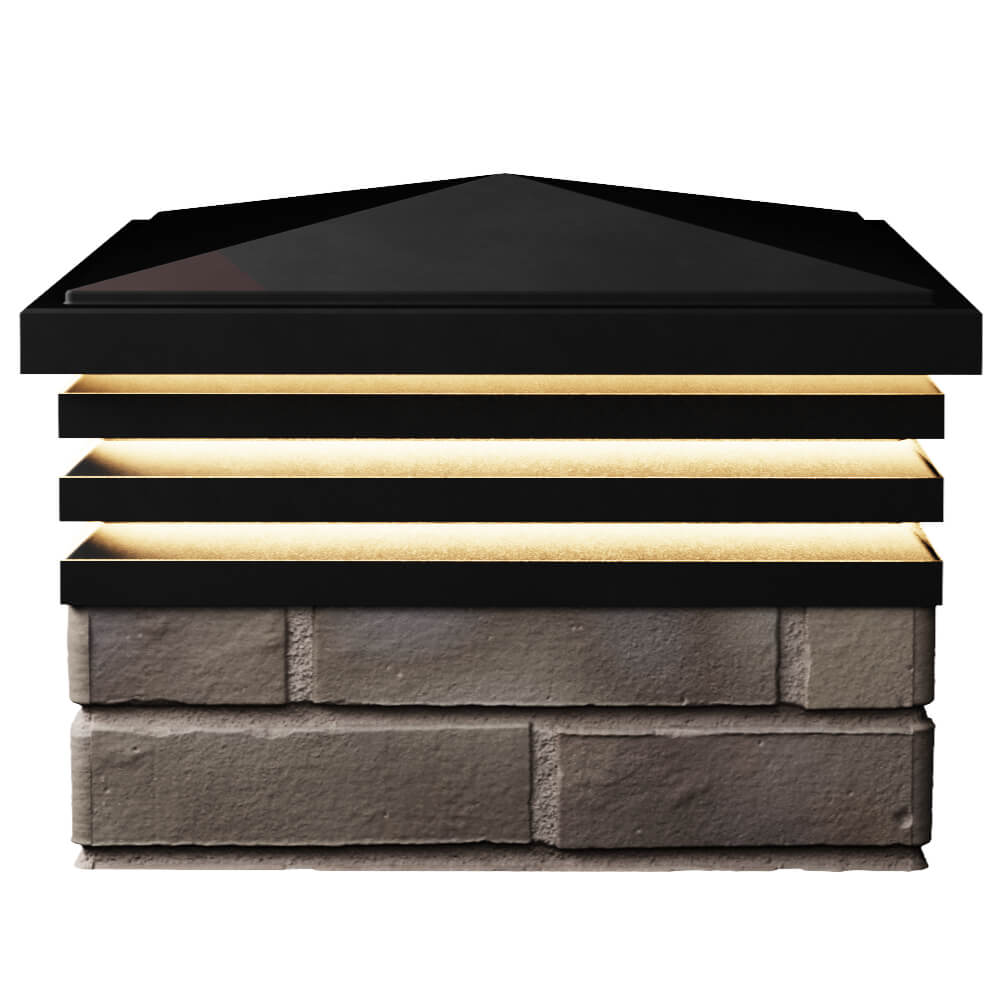 Колпак Zking Бона ХайТек Черный на столб 1.5х1.5 кирпича (385х385мм) с подсветкой в Вологде фото