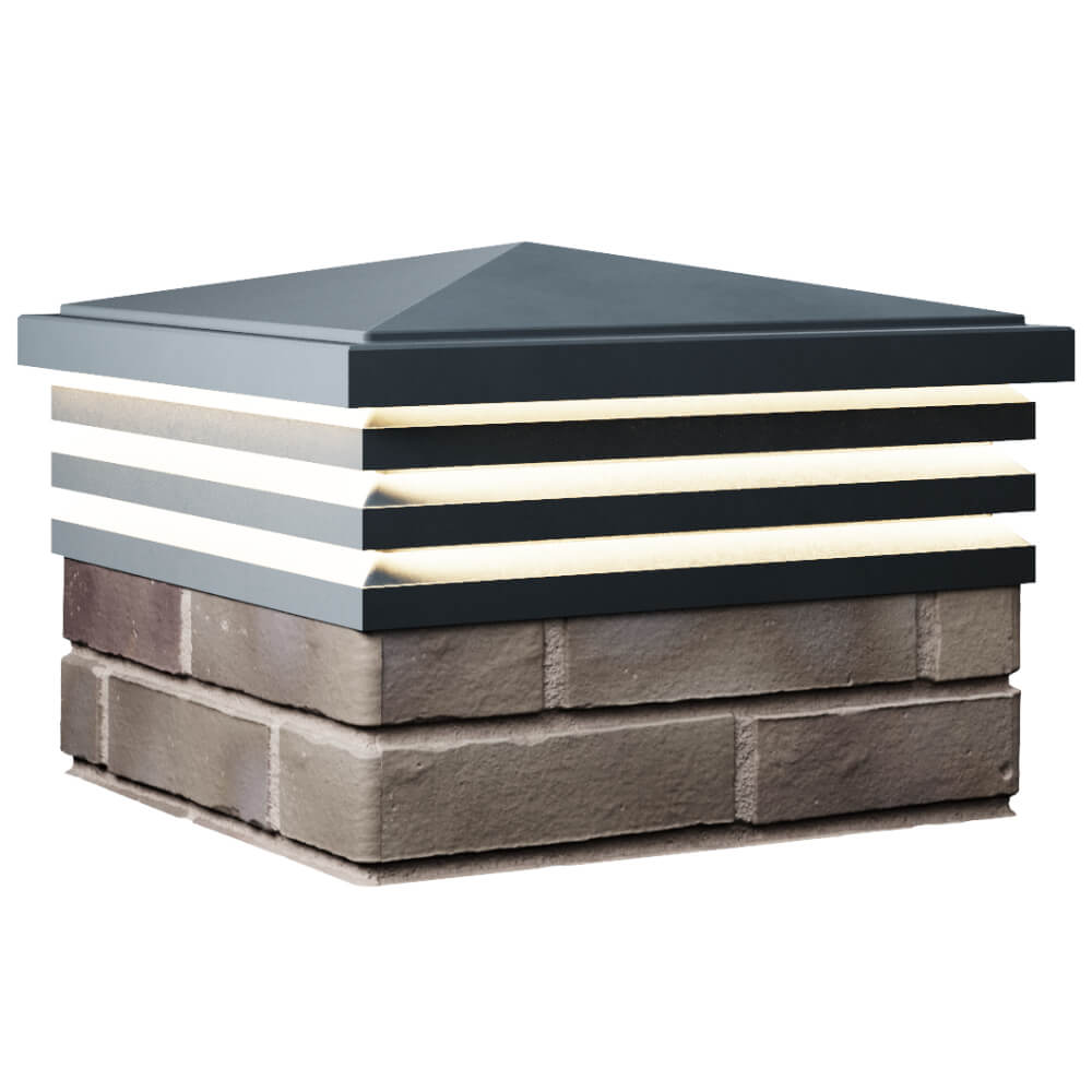 Колпак Zking Бона ХайТек Серый на столб 1.5х1.5 кирпича (385х385мм) с подсветкой в Вологде фото