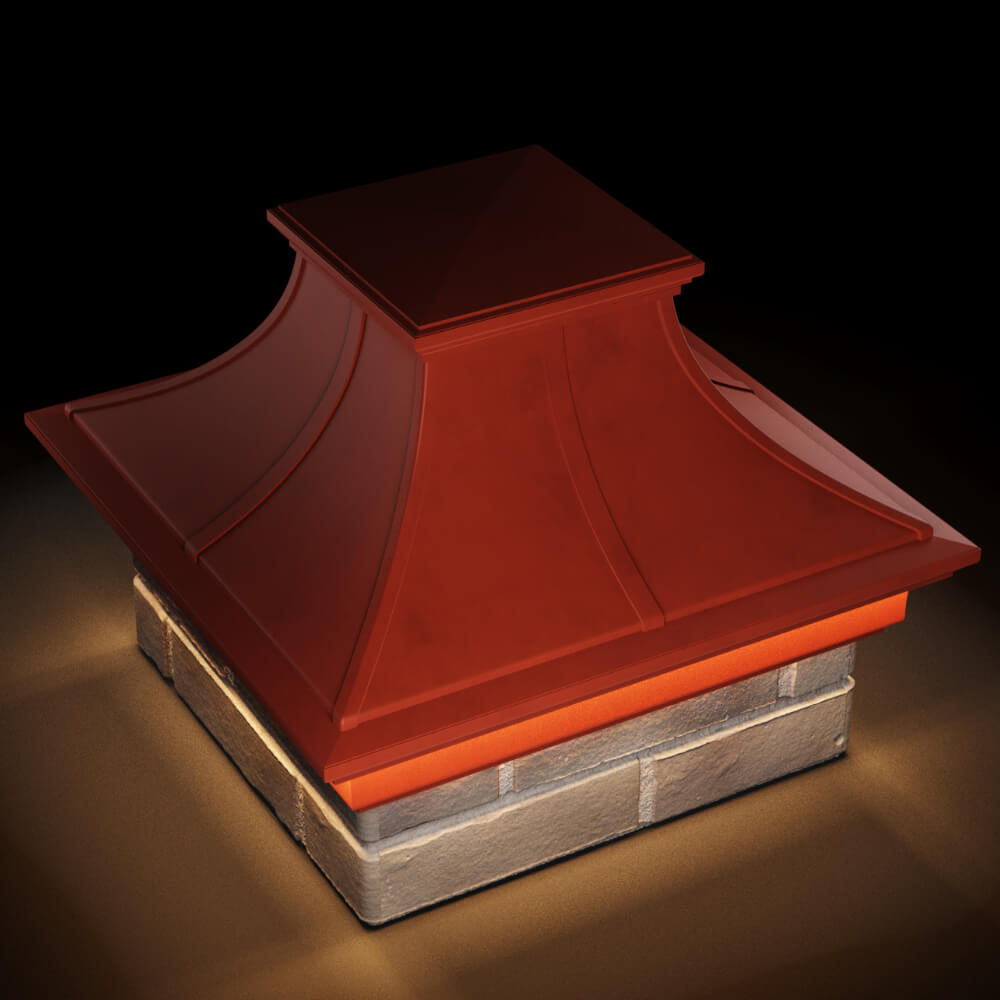 Колпак Zking Монблан Премиум Красный на столб 1.5х1.5 кирпича (385х385мм) с подсветкой в Вологде фото
