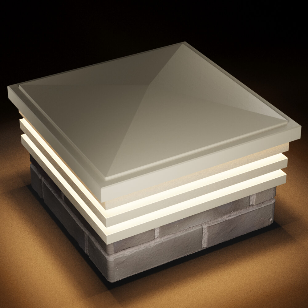 Колпак Zking Бона ХайТек Бежевый на столб 1.5х1.5 кирпича (385х385мм) с подсветкой в Вологде фото