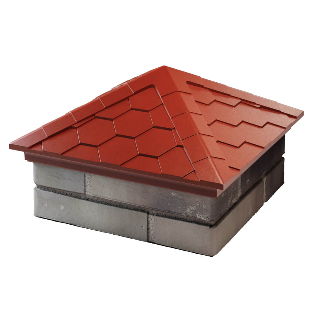 Колпак Zking Эверест Красный на столб 1.5х1.5 кирпича (390х390мм) в Вологде фото