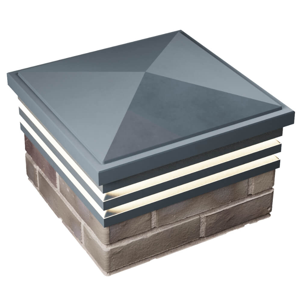 Колпак Zking Бона ХайТек Серый на столб 1.5х1.5 кирпича (385х385мм) с подсветкой в Вологде фото