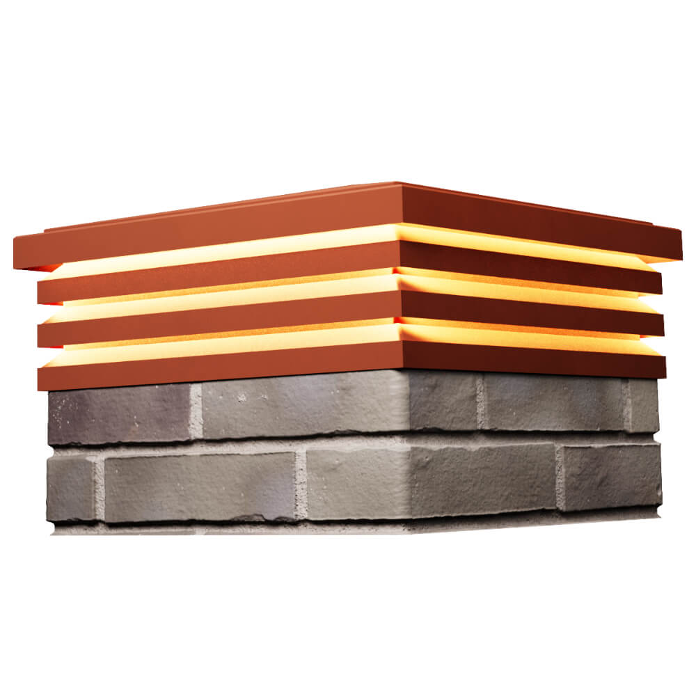 Колпак Zking Бона ХайТек Красный на столб 1.5х1.5 кирпича (385х385мм) с подсветкой в Вологде фото