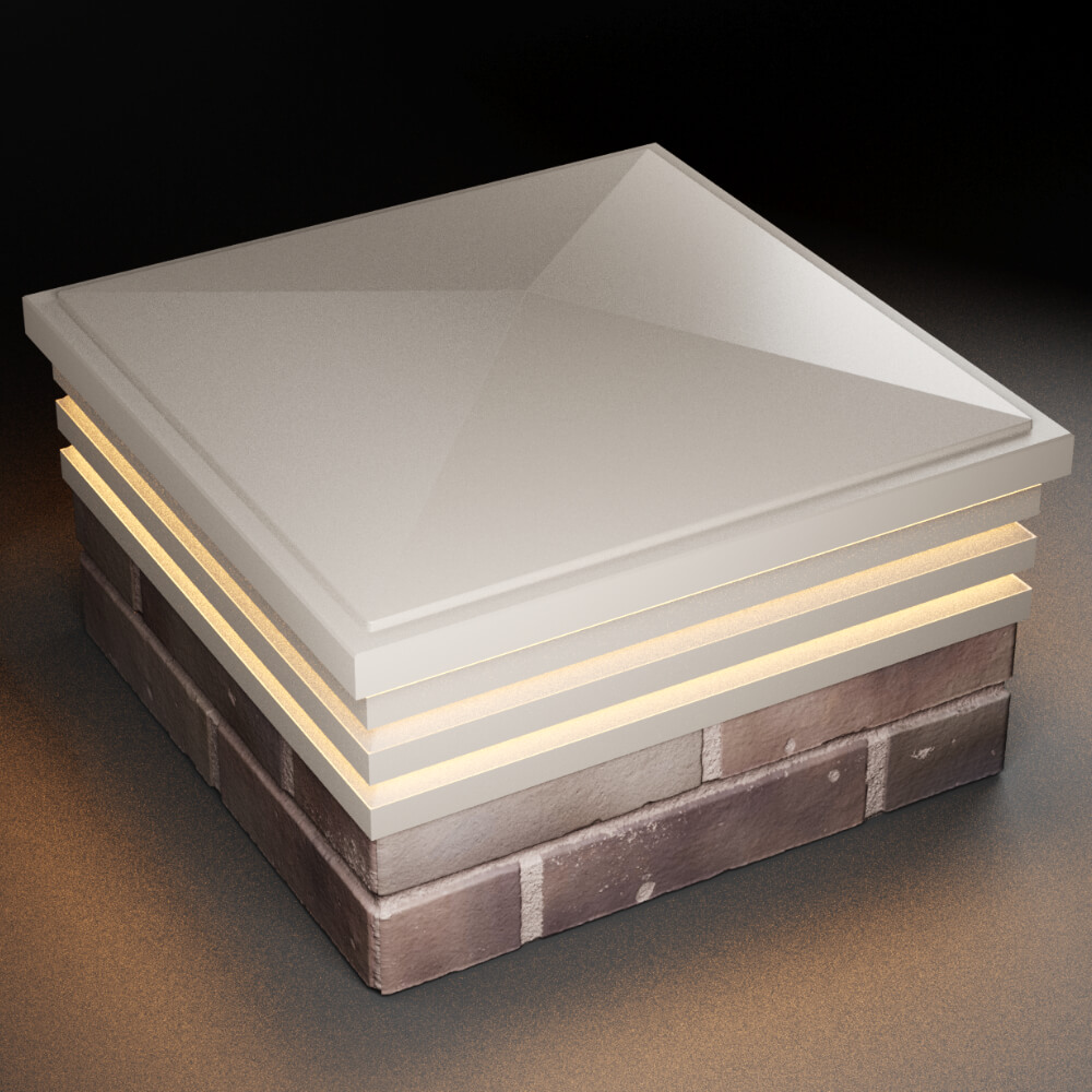 Колпак Zking Бона ХайТек Бежевый на столб 2х2 кирпича (513х513мм) с подсветкой в Вологде фото