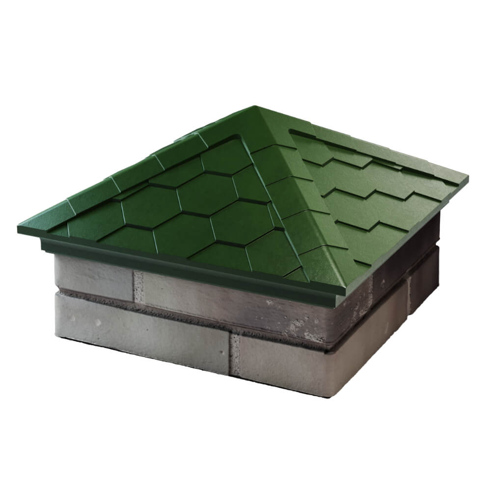 Колпак Zking Эверест Зеленый на столб 1.5х1.5 кирпича (390х390мм) в Вологде фото