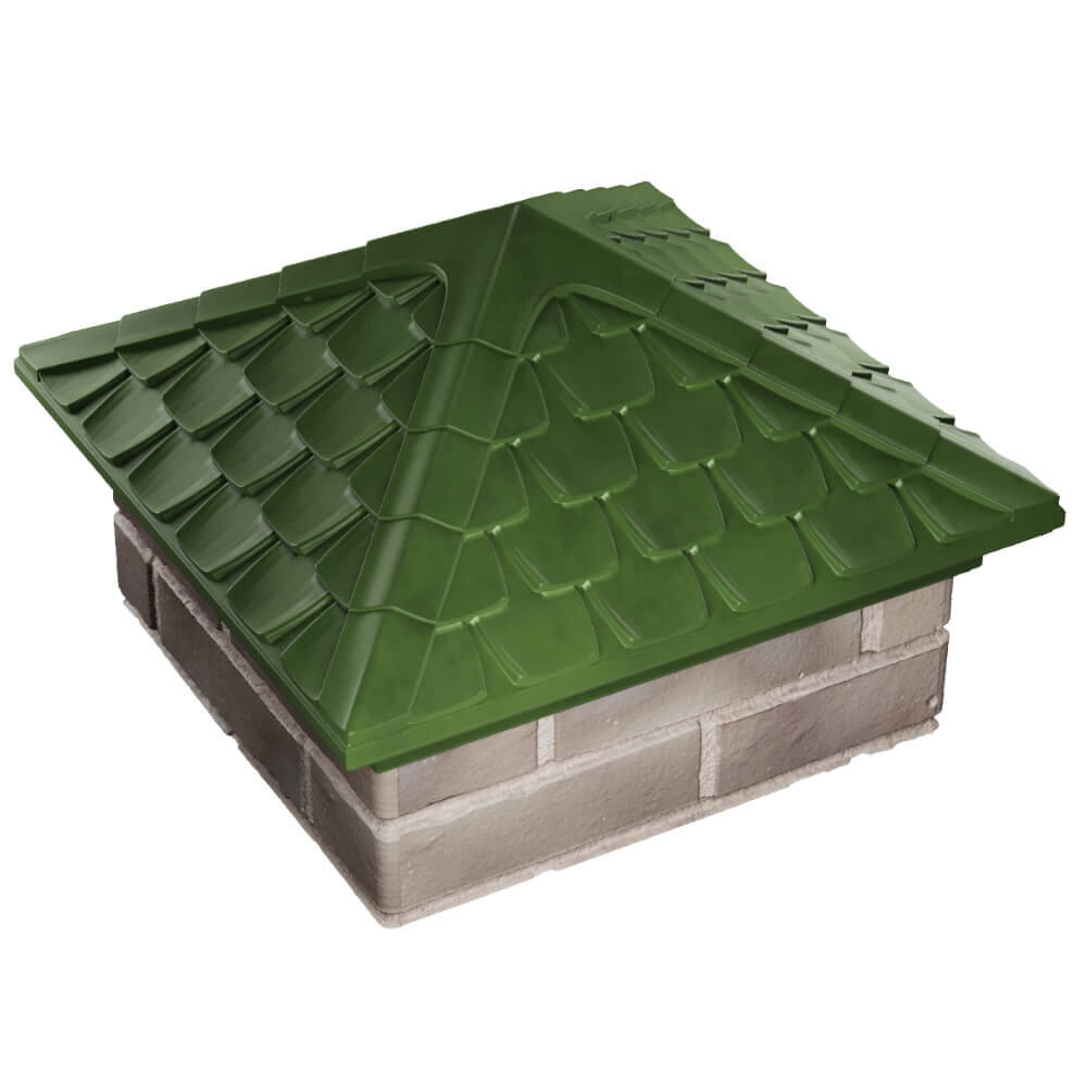 Колпак Zking Эльбрус Зеленый на столб 1.5х1.5 кирпича (385х385мм) в Вологде фото