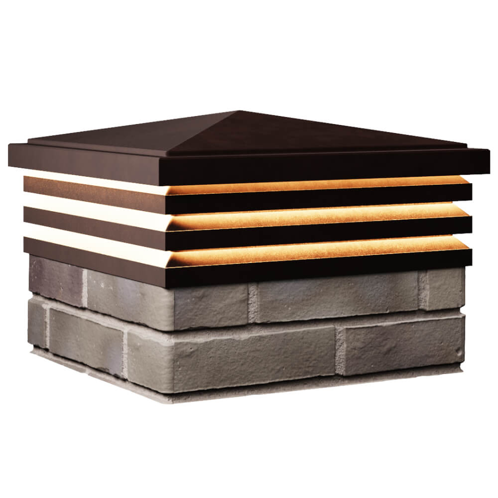 Колпак Zking Бона ХайТек Коричневый на столб 1.5х1.5 кирпича (385х385мм) с подсветкой в Вологде фото