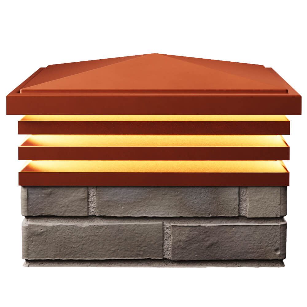 Колпак Zking Бона ХайТек Красный на столб 1.5х1.5 кирпича (385х385мм) с подсветкой в Вологде фото