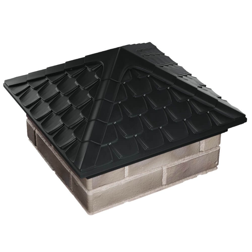 Колпак Zking Эльбрус Черный на столб 1.5х1.5 кирпича (385х385мм) в Вологде фото