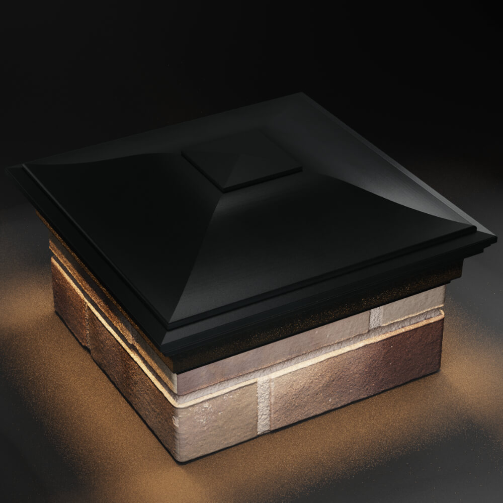 Колпак Zking Монблан Черный на столб 1.5х1.5 кирпича (385х385мм) с подсветкой в Вологде фото