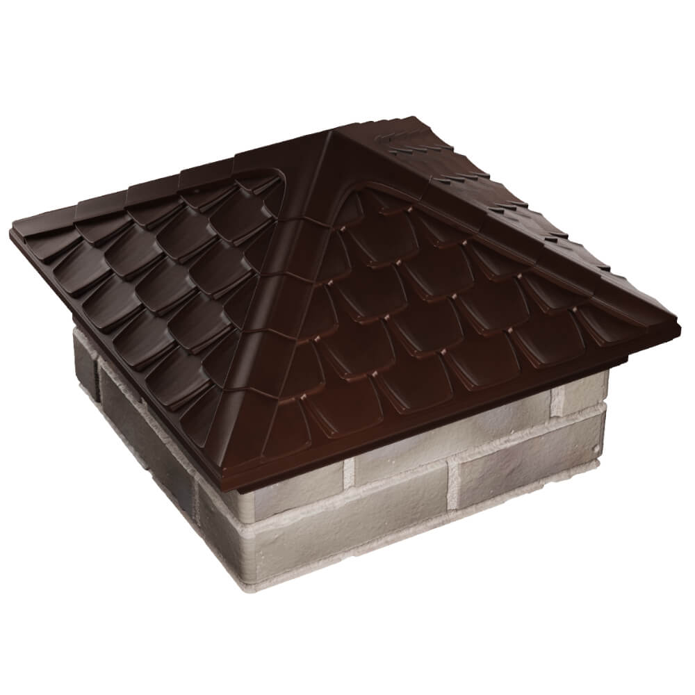 Колпак Zking Эльбрус Коричневый на столб 1.5х1.5 кирпича (385х385мм) в Вологде фото