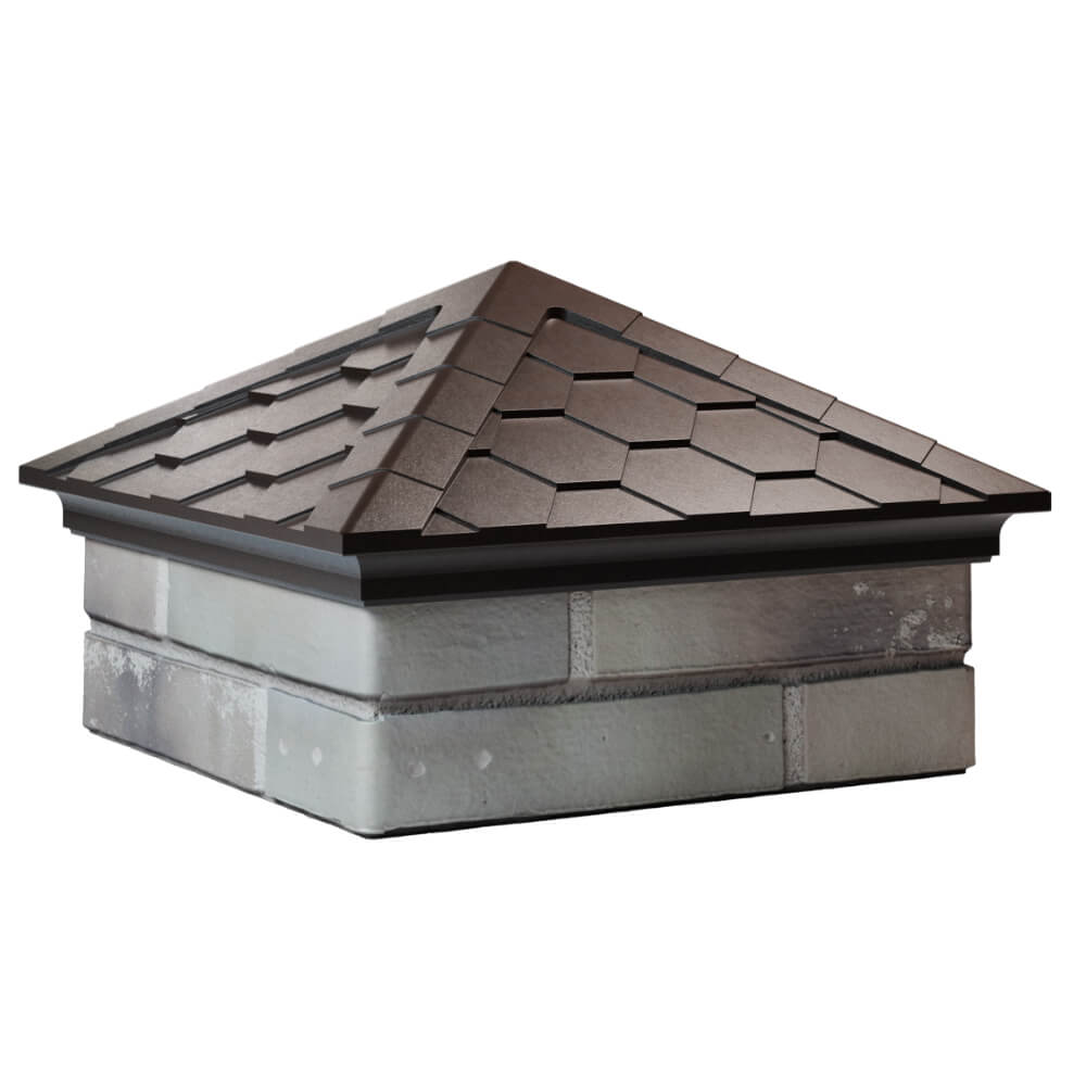 Колпак Zking Эверест Коричневый на столб 1.5х1.5 кирпича (390х390мм) в Вологде фото