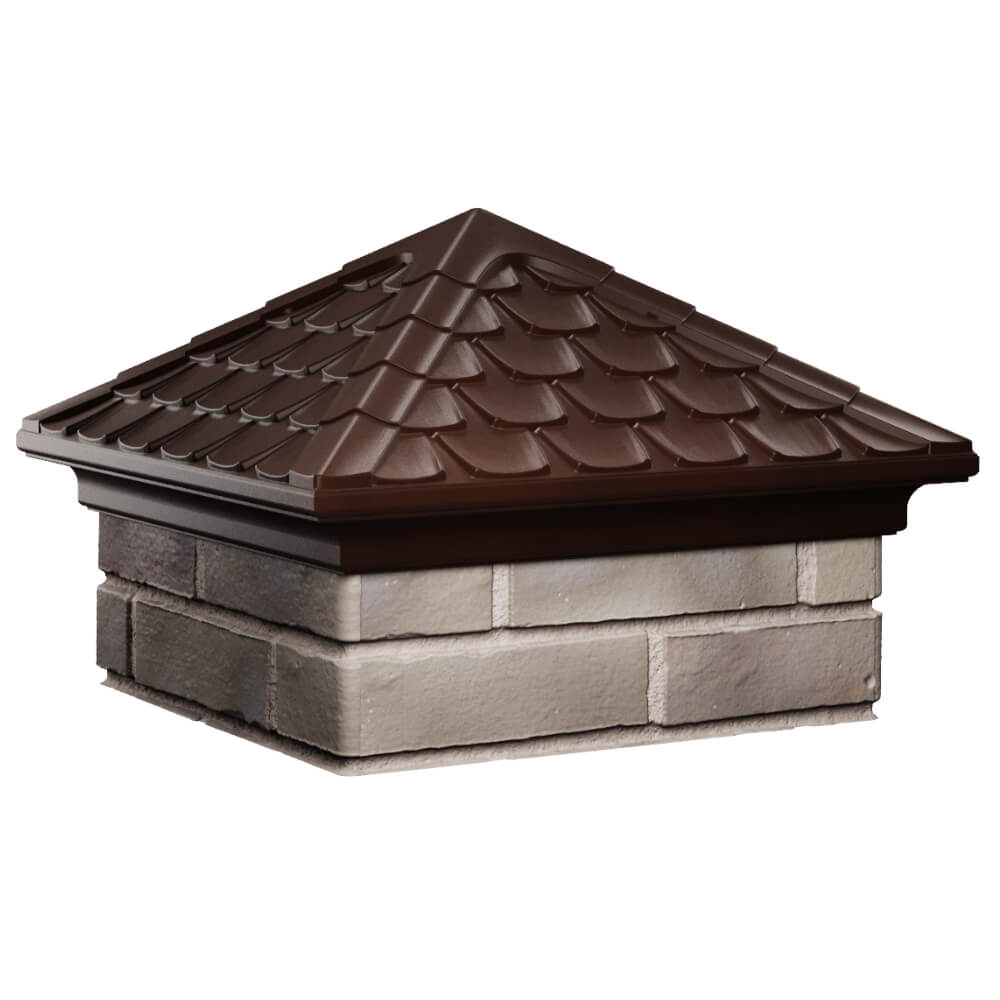 Колпак Zking Эльбрус Коричневый на столб 1.5х1.5 кирпича (385х385мм) в Вологде фото