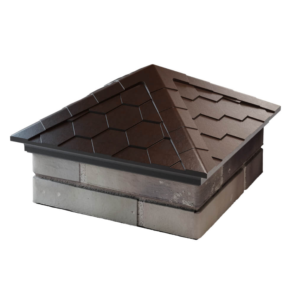 Колпак Zking Эверест Коричневый на столб 1.5х1.5 кирпича (390х390мм) в Вологде фото
