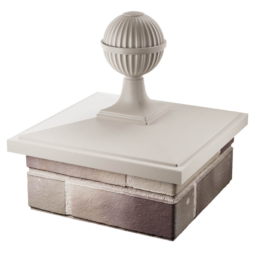 Колпак Zking БонаМоно Бежевый с шаром на столб 1.5х1.5 кирпича (385х385, 400х400мм) в сборе в Вологде фото