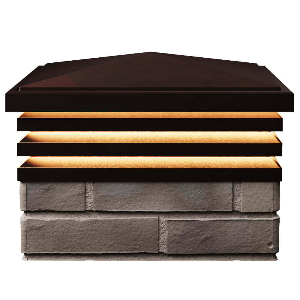 Колпак Zking Бона ХайТек Коричневый на столб 1.5х1.5 кирпича (385х385мм) с подсветкой в Вологде фото